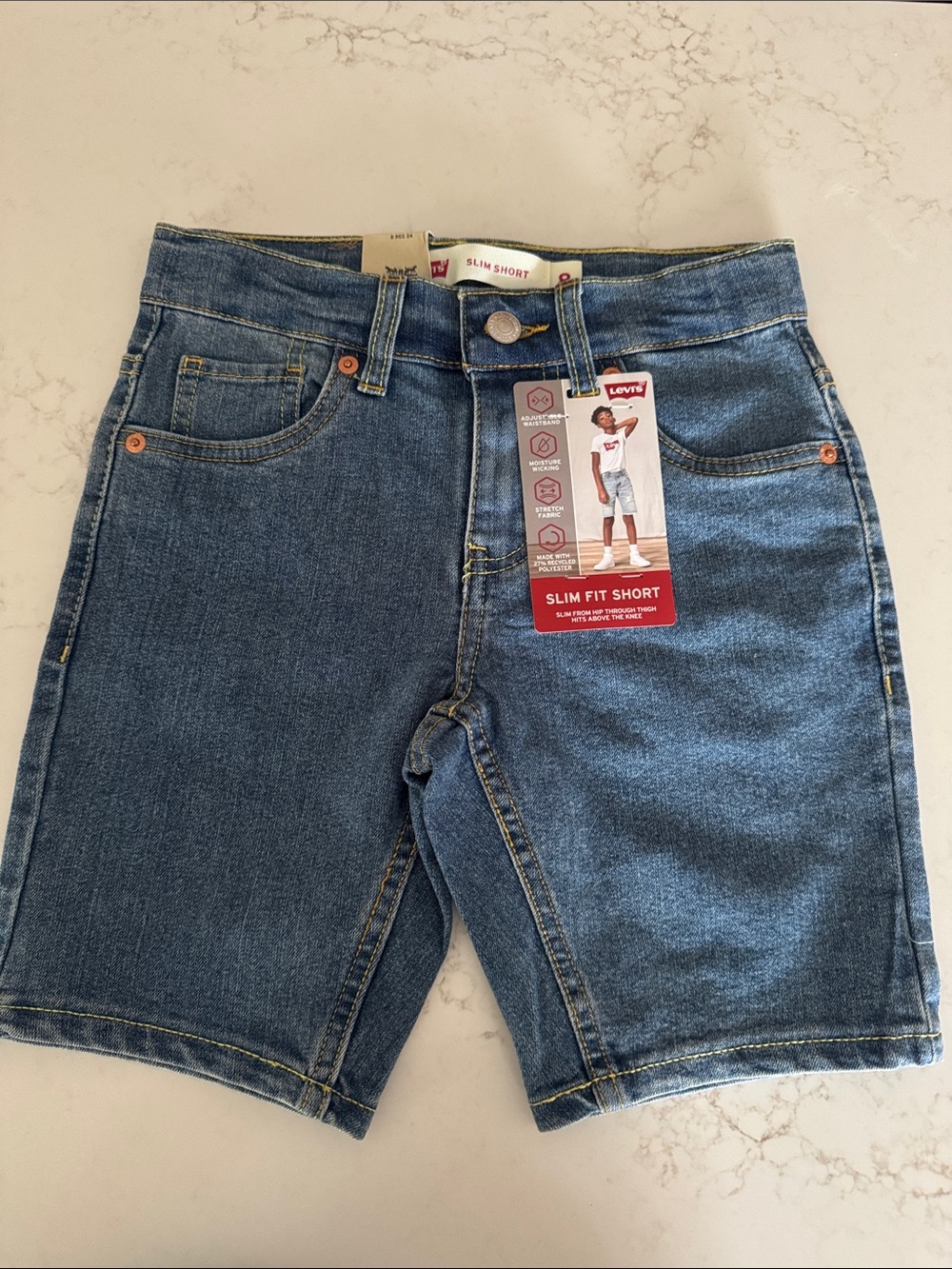 Levi's Kids Slim Fit Denim Shorts - Medium Blue